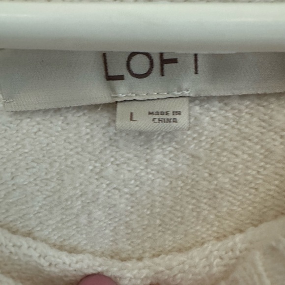 Loft Puffy Metallic Heart White Boatneck Sweater Size Large - Picture 6 of 6